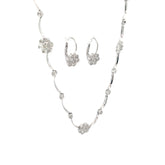 14k White Gold 1.00ct G VS2 Round Diamond Flower Necklace and Earring Set